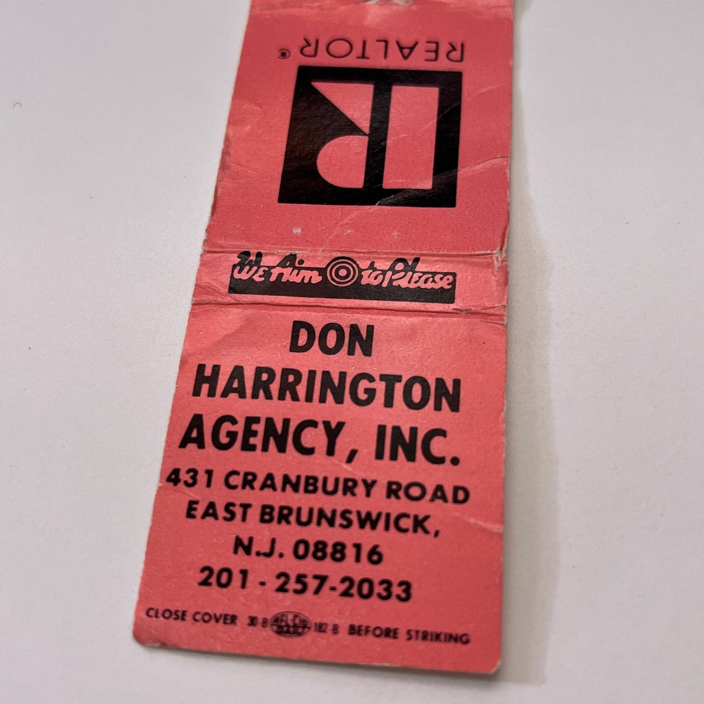 Don Harrington Agency Inc East Brunswick NJ Vintage Matchbook Cover TB6-MB1-15