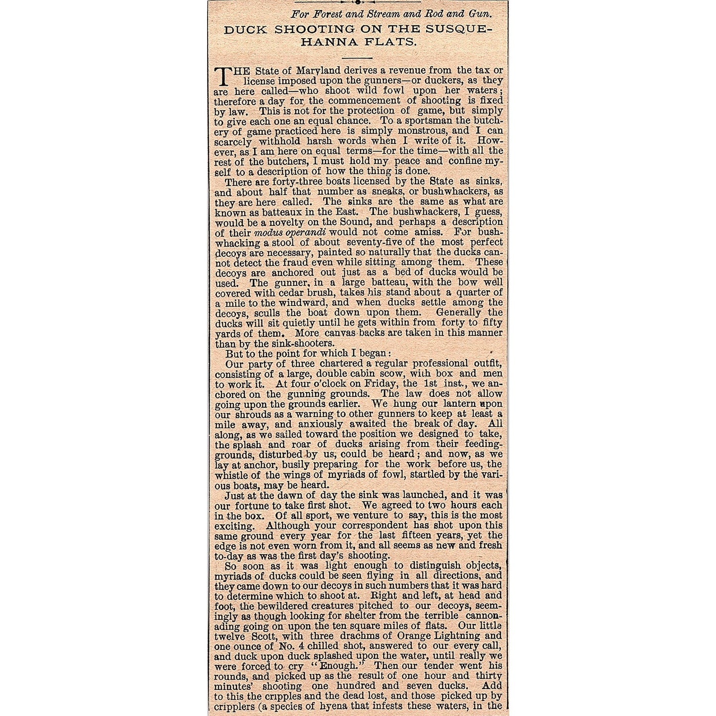 Duck Shooting on the Susquehanna Flats J. Torbert Elkton MD 2 Pages 1878 AG2-7