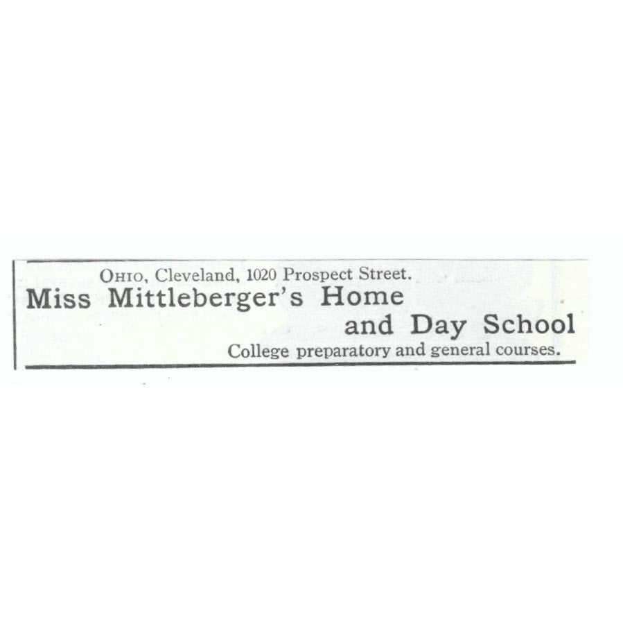 Miss Mittleberger's Home and Day School Cleveland OH 1903 Magazine Ad AF7-SS2