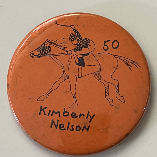 1985 Kimberly Nelson Senior Party Horse Racing Minnesota Pinback Button TB7-PB3