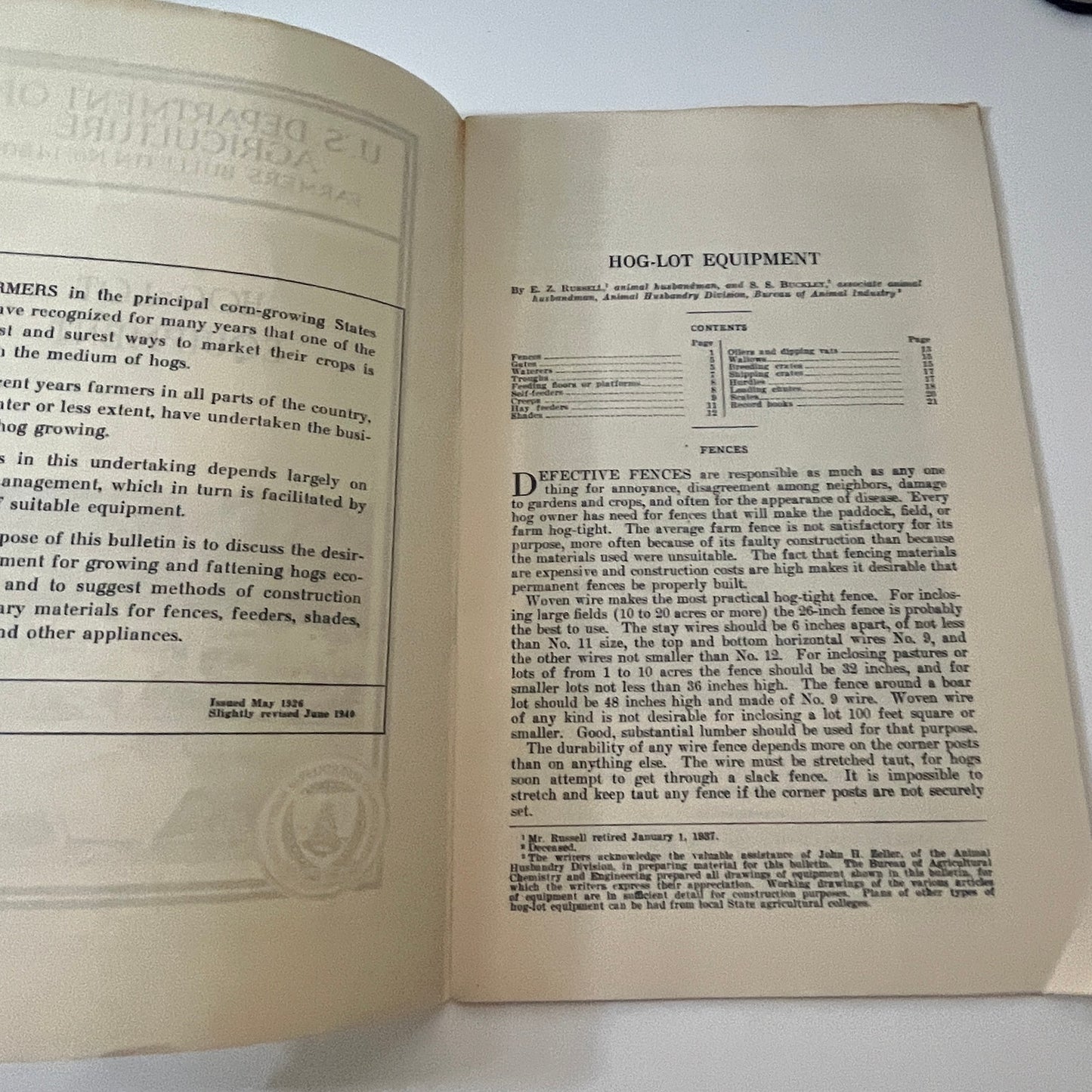 Hog-Lot Equipment 1940 USDA Farmers Bulletin Booklet TK2-XB3