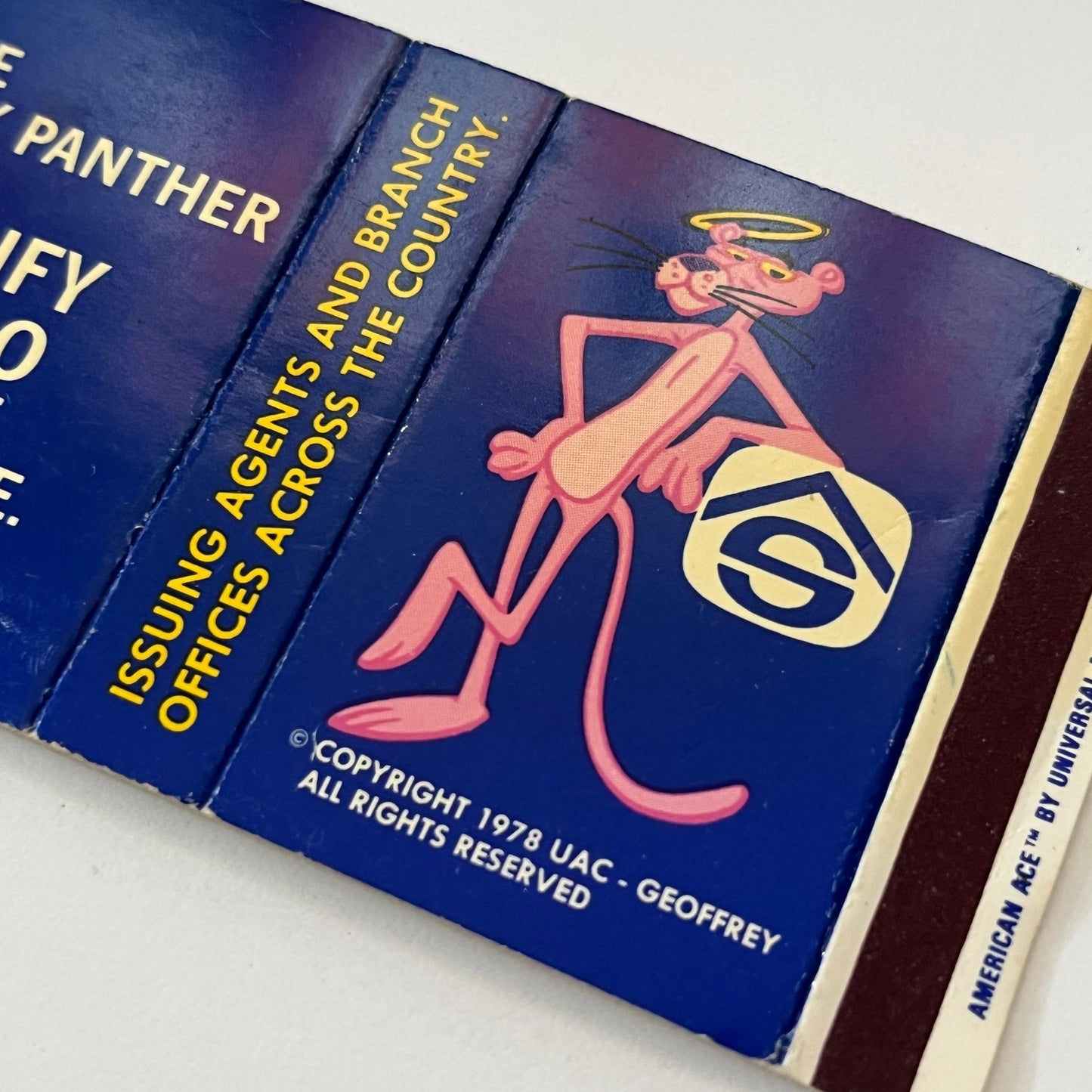 The Pink Panther Says Safco for Title Insurance 1978 Matchbook Cover TB6-MB1-14