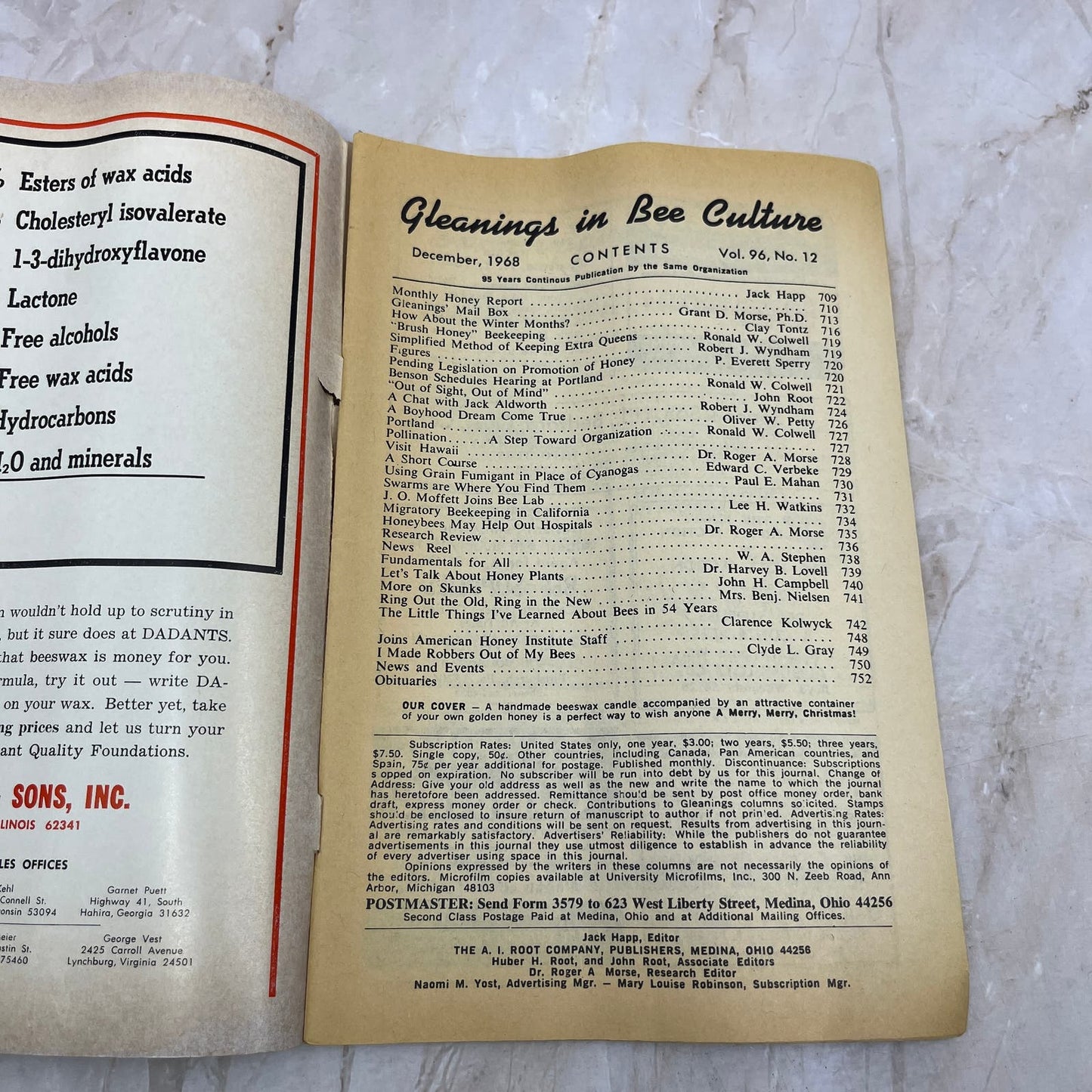 1968 Dec Gleanings in Bee Culture Magazine Bees Beekeeping Honey TD7