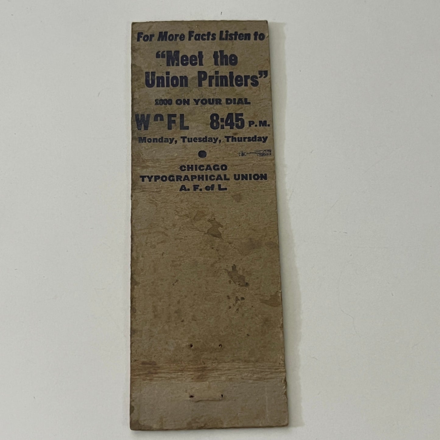 Chicago Herald-American Scab Paper Repeal Taft-Hartley Vtg Matchbook Cover MB8-6