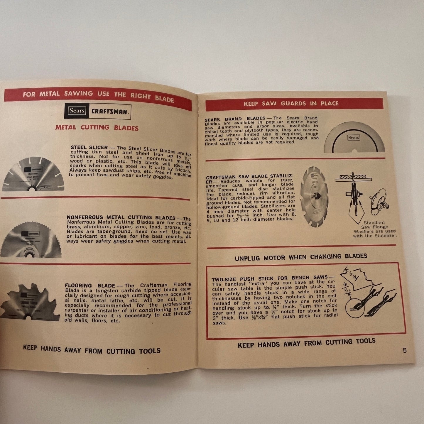 Sears Craftsman Handbook of Circular Saw Blades & Power Tools 1975 TK2-XB5