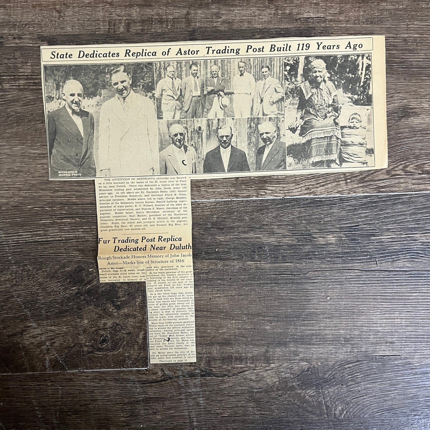 Astor Trading Post Replica Dedicated Near Duluth 1935 Newspaper Article V1-9