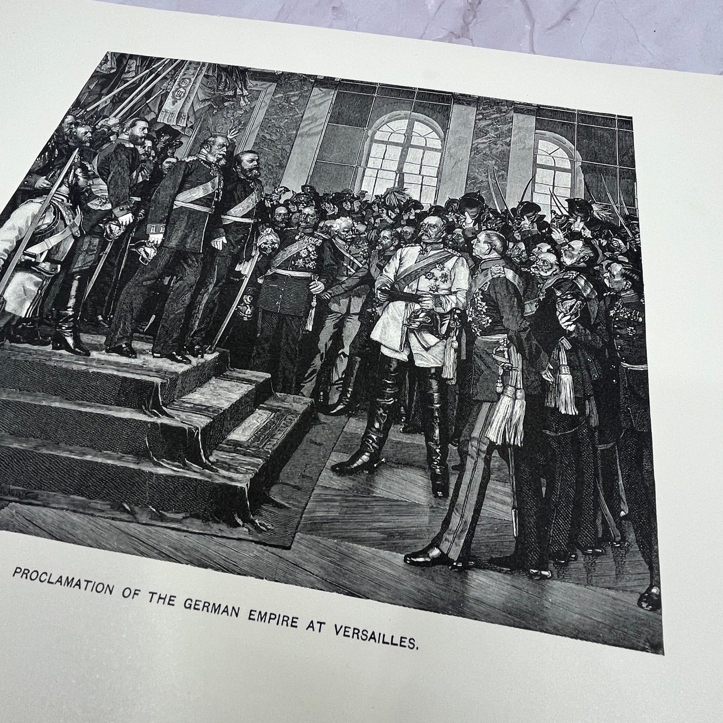 Proclamation of the German Empire Versailles Von Werner 8.5x11.5" Engraving V20