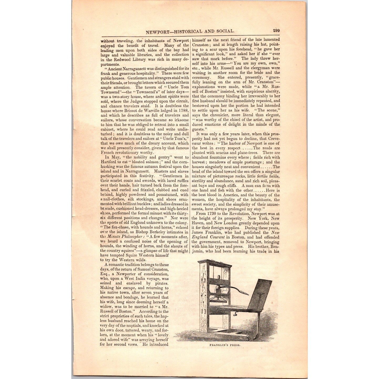 Newport Rhode Island Historical & Social Traveler- 15 Pages 1854 Article I19