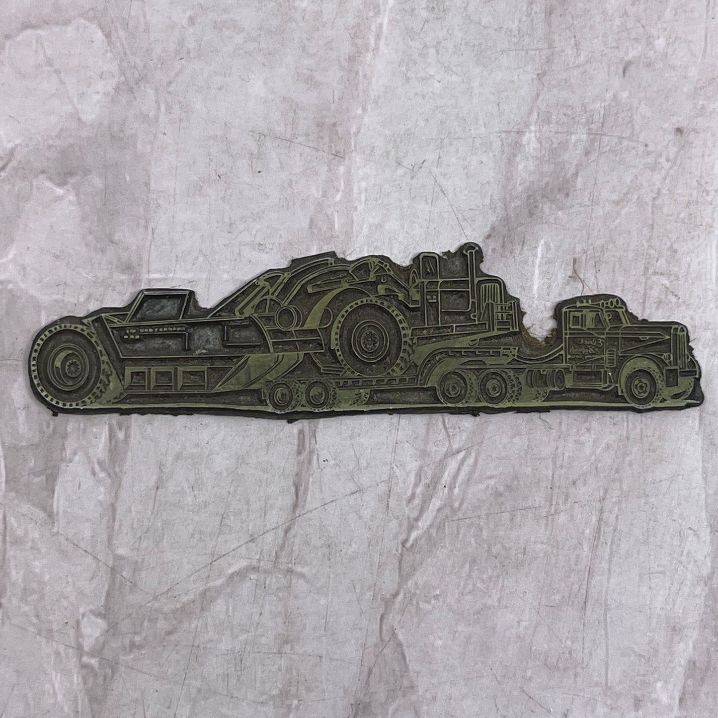 Retro Semi Truck Hauling Tractor Vintage Letterpress Printers Block Plate SF5