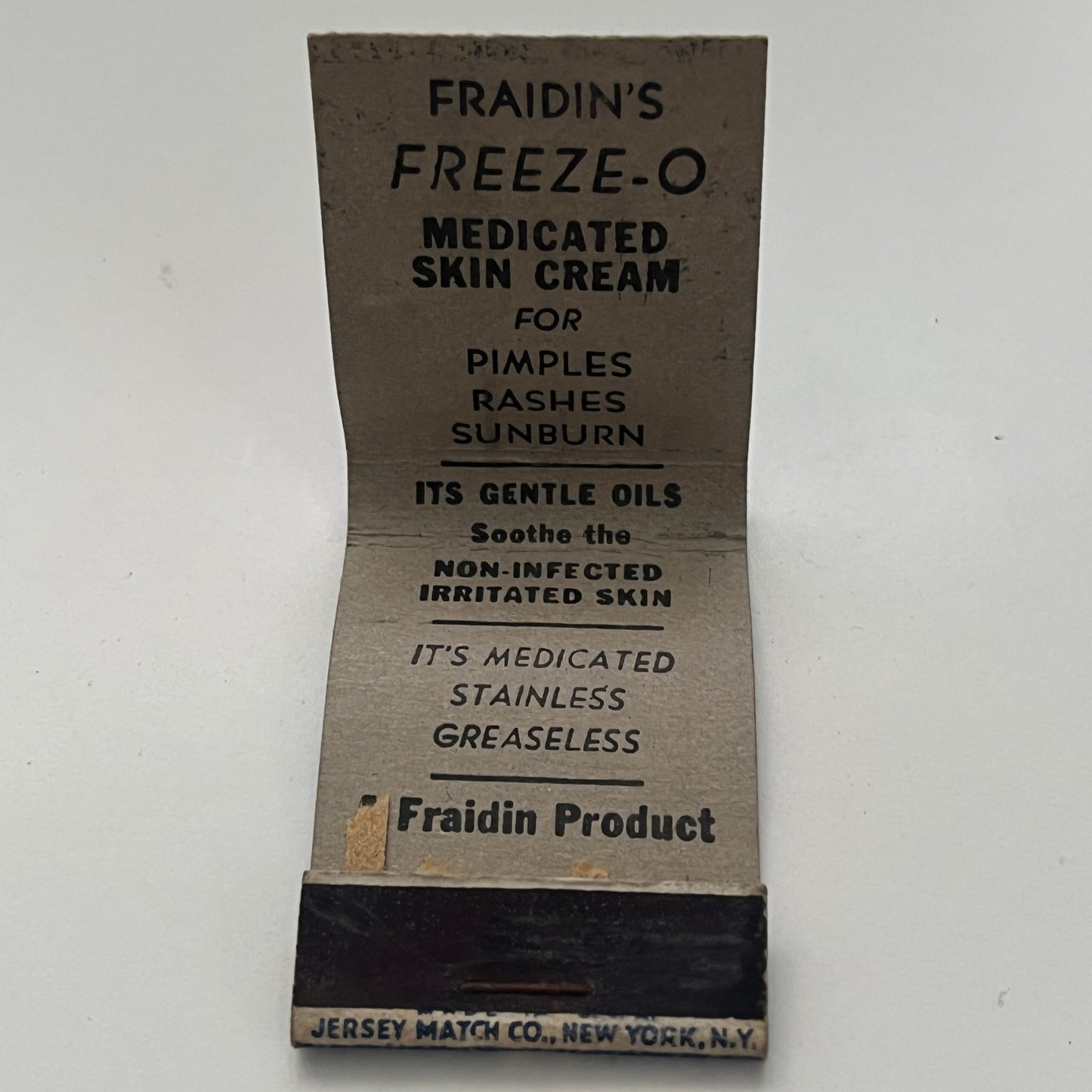 Fraidin's Freeze-O Medicated Skin Cream Vintage Matchbook Cover TB8-MB-1