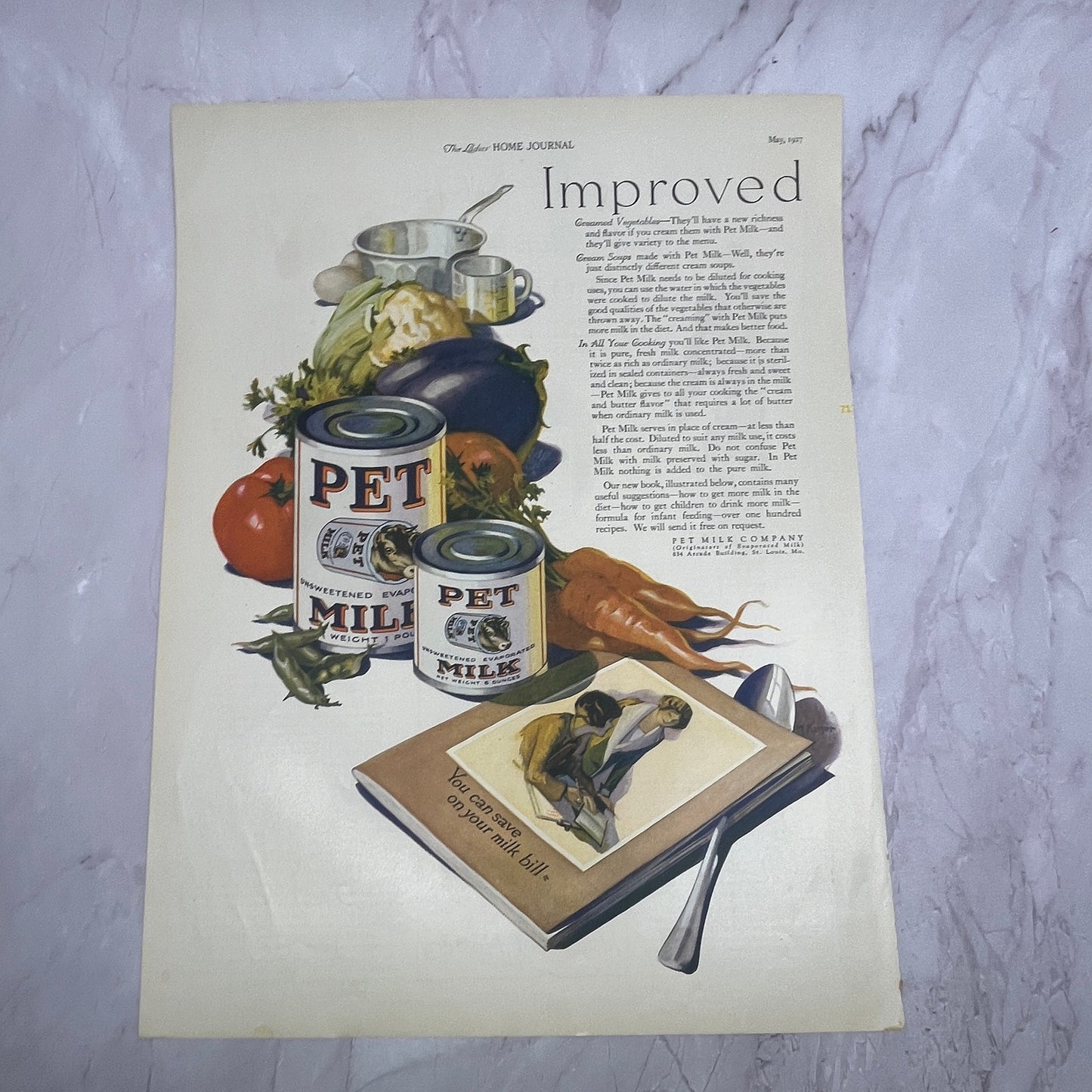 1927 Pet Milk Company Evaporated Milk St. Louis MO Vintage Ad 10x13 V17