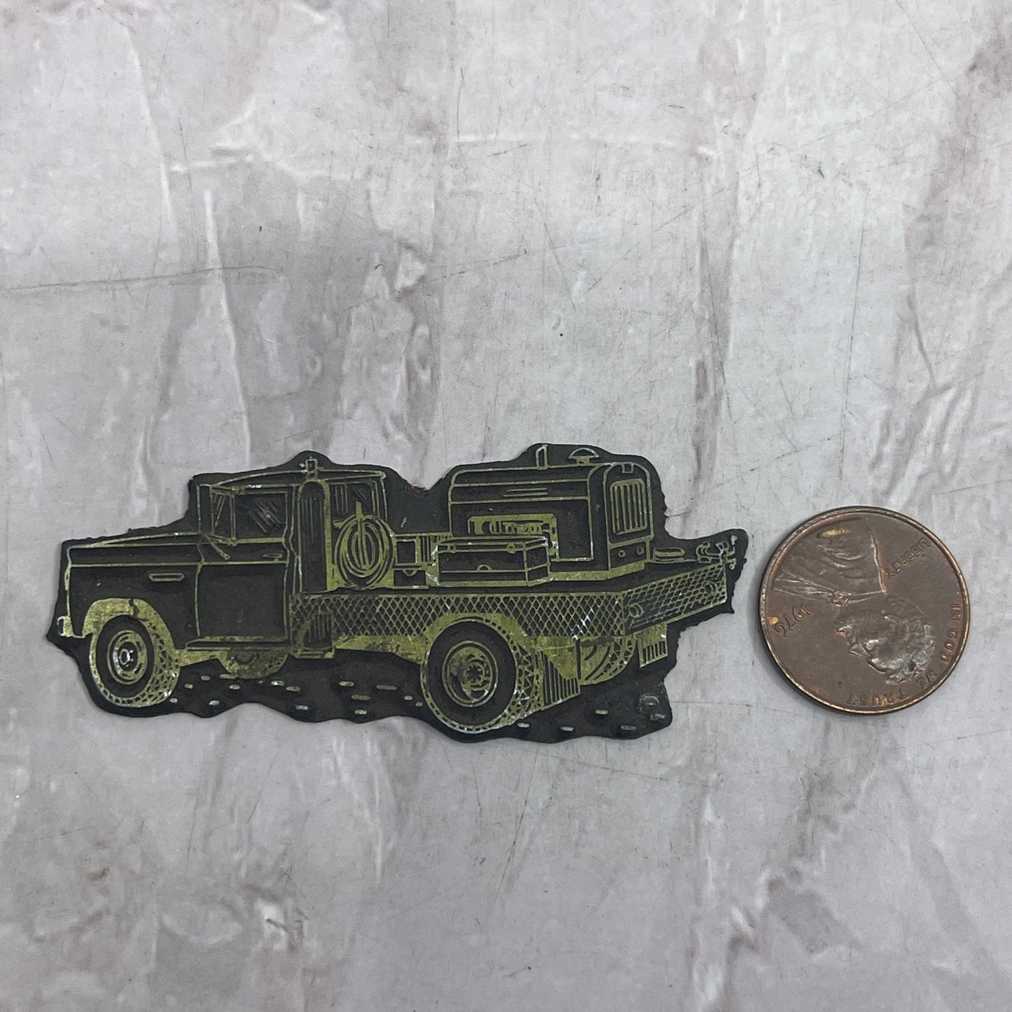 Retro Work Truck Vintage Letterpress Printers Block Plate SF5-S