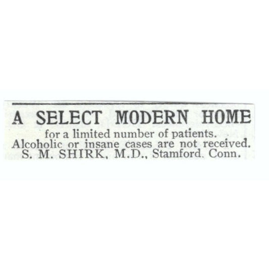 A Select Modern Home S.M. Shirk Stamford CT 1903 Magazine Ad AF7-SS2