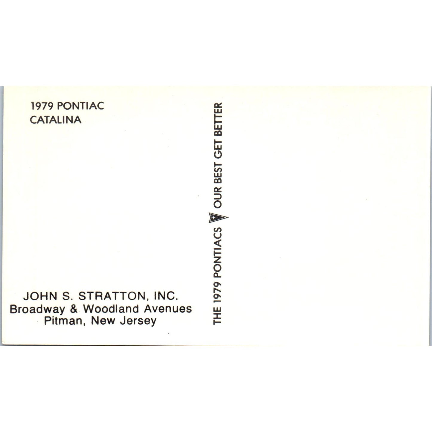 1979 Pontiac Catalina John S. Stratton Inc Pitman NJ Vintage Postcard PC11