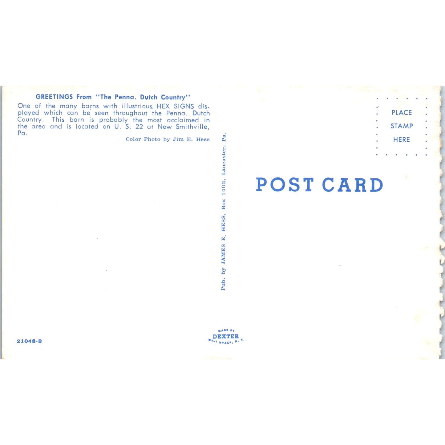 Amish Hex Sign Red Barn Pennsylvania Dutch Country Postcard PD8