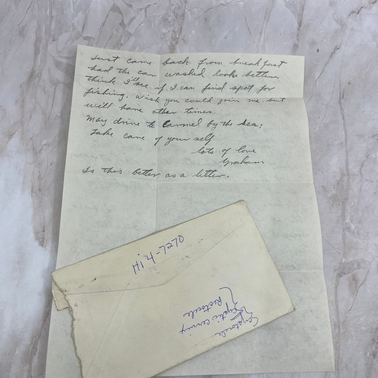 1960 Handwritten Letter Motel West Wind Salinas CA to Ruby Dodds Oroville CA AE6