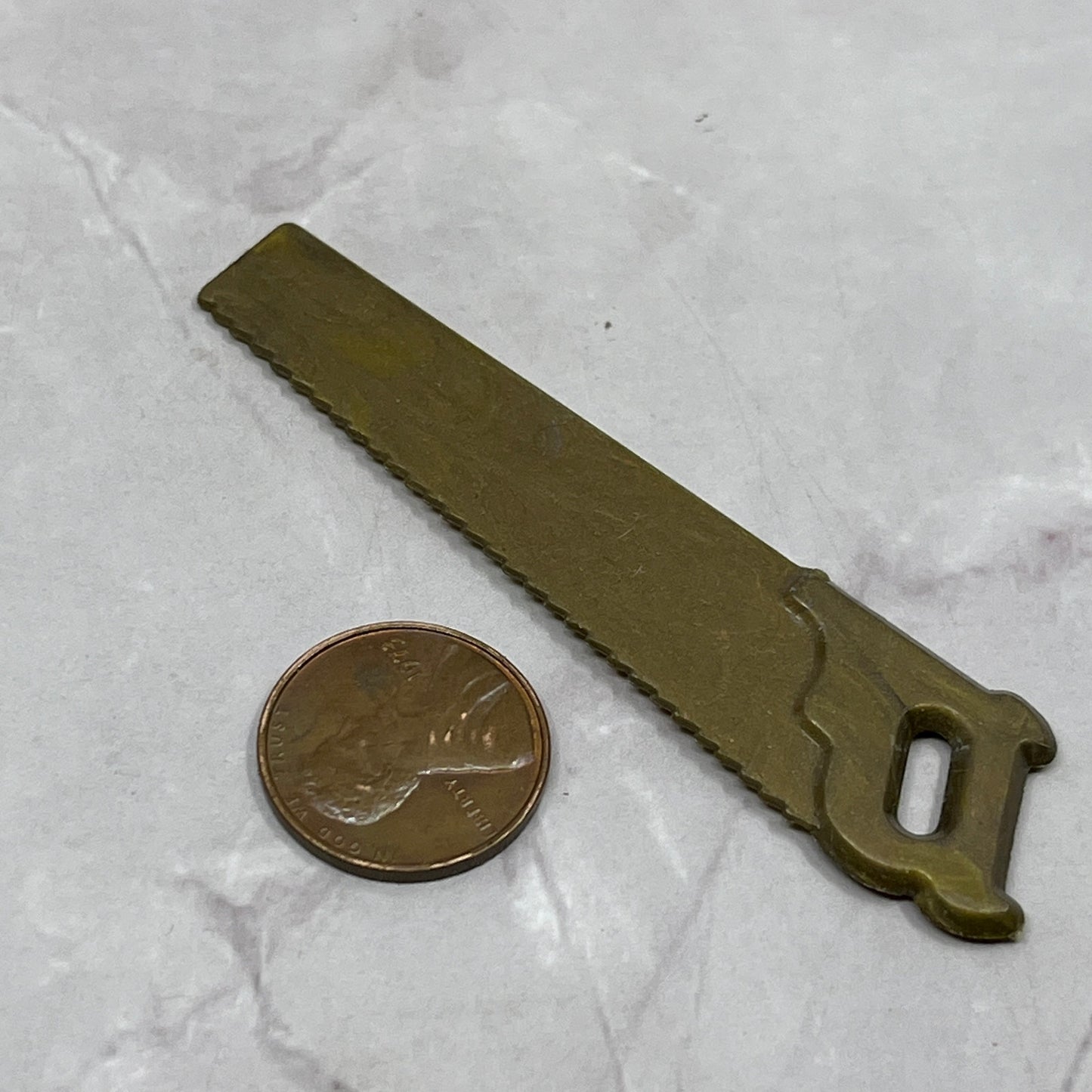 Vintage Gold Celluloid 2.5" Toy Saw Accessory SB7
