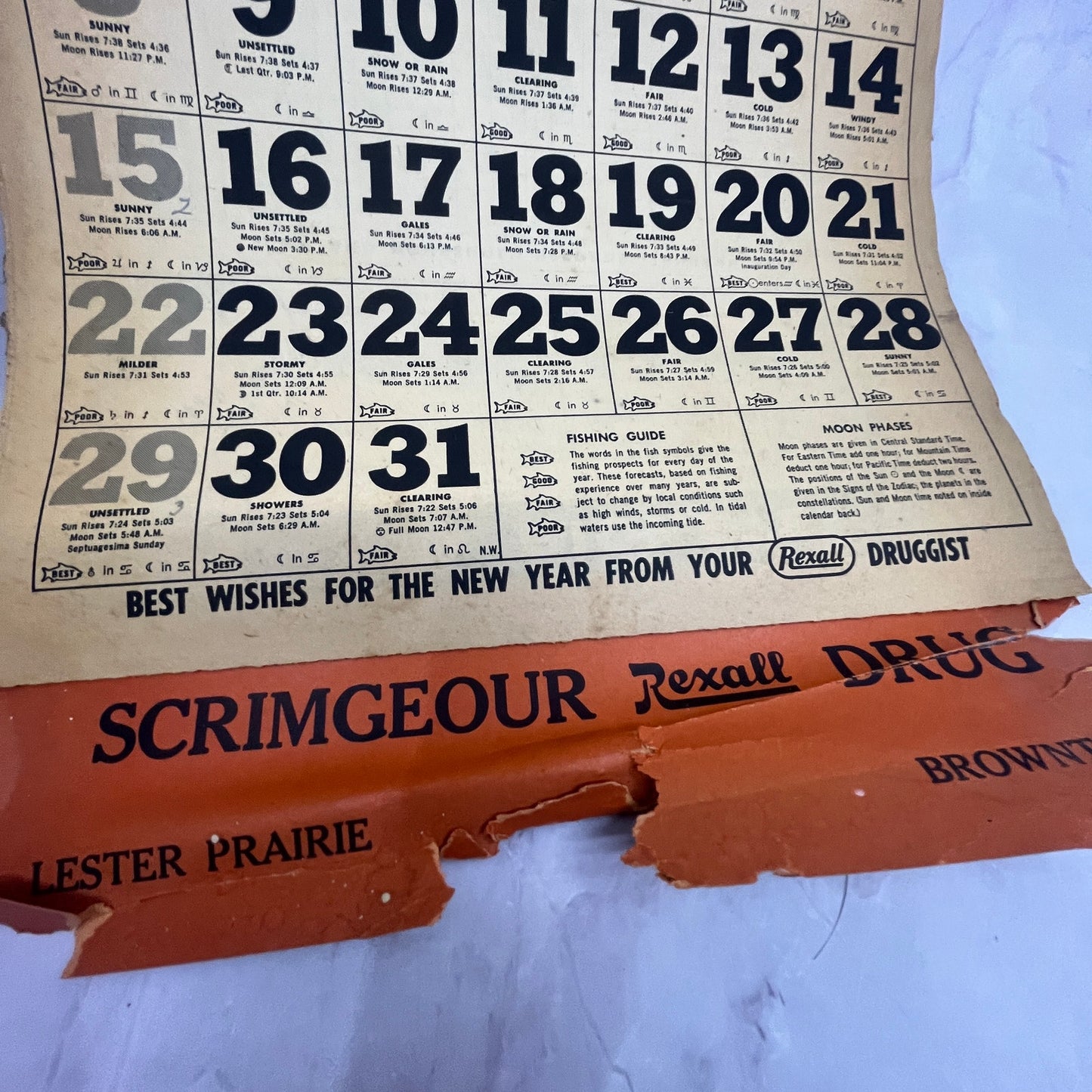 1961 Bill Scrimgeour Rexall Drugs Calendar Lester Prairie MN V23