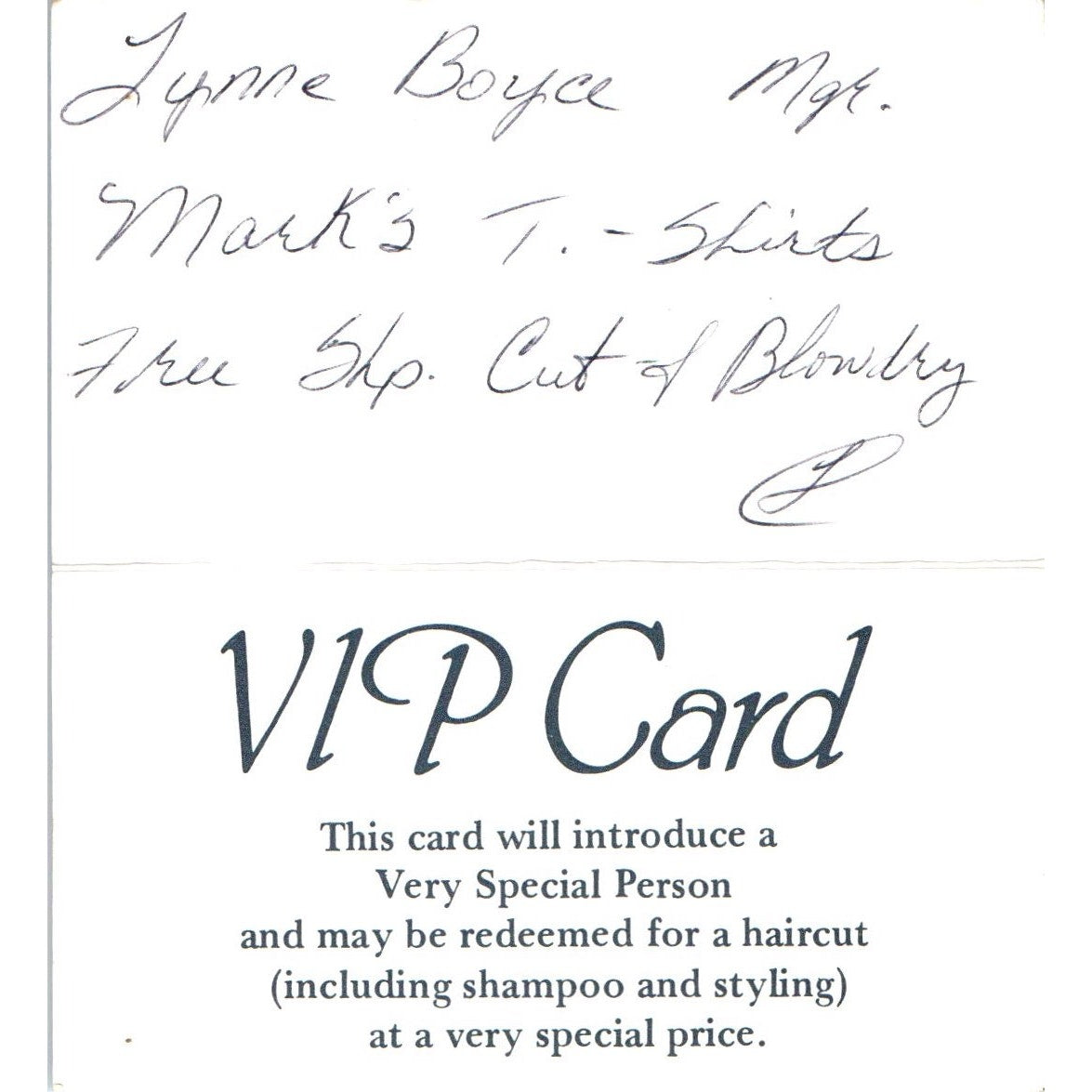 Great Expectations Haircutters VIP Card Lynne Boyce Vtg Business Card SD8-B11