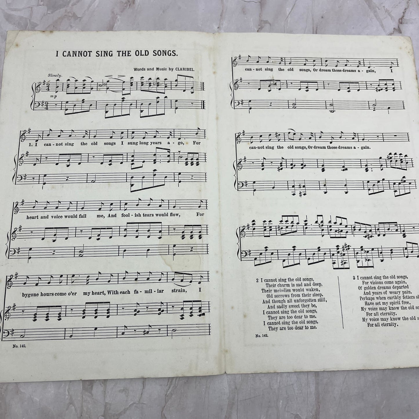 I Cannot Sing the Old Songs 1869 BW Hitchcock Half Dime Series Sheet Music TG8-Z