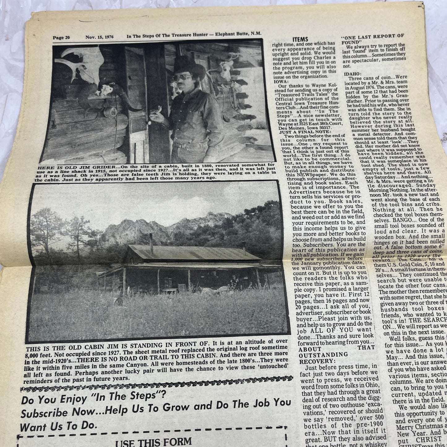 1976 Nov - In the Steps of the Treasure Hunter Newspaper - Elephant Butte NM M11