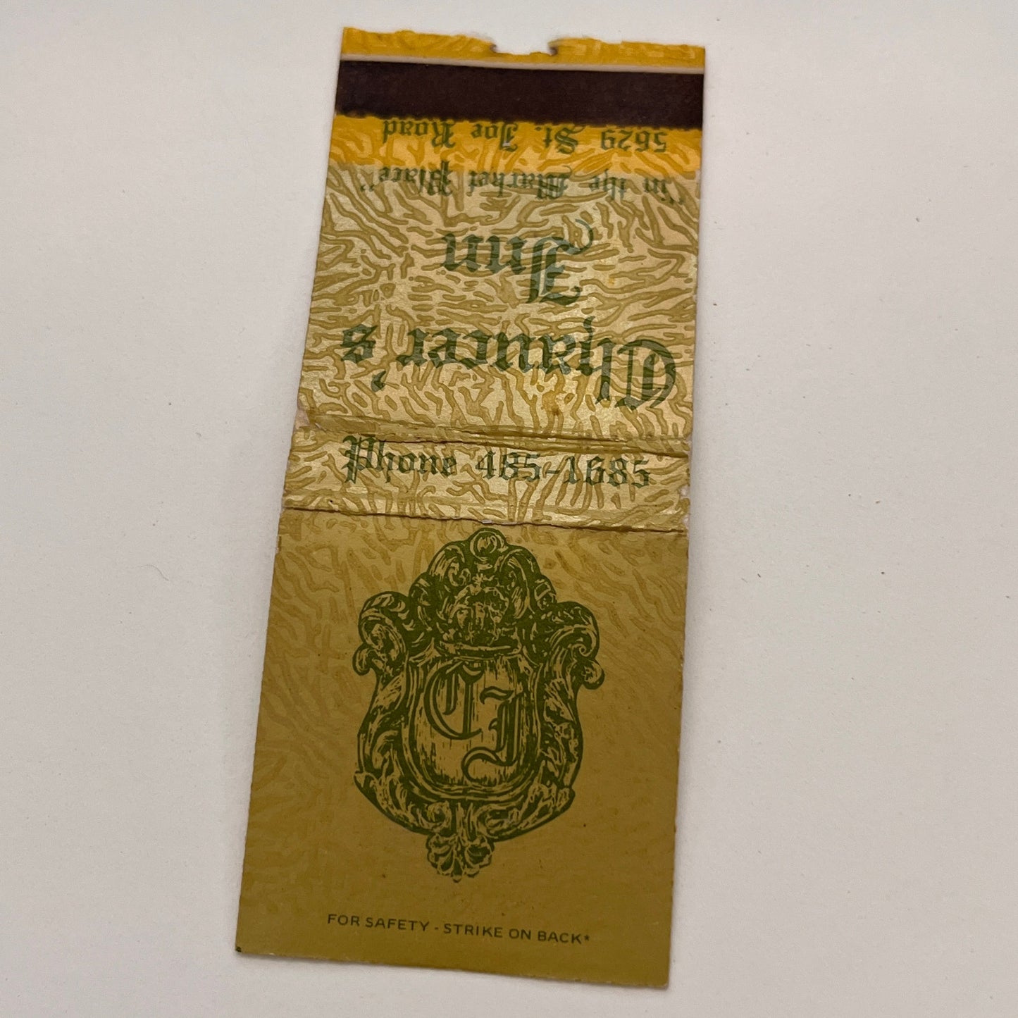 Chaucer's Inn 5629 St. Joe Road Fort Wayne IN Vintage Matchbook TB6-MB2-15