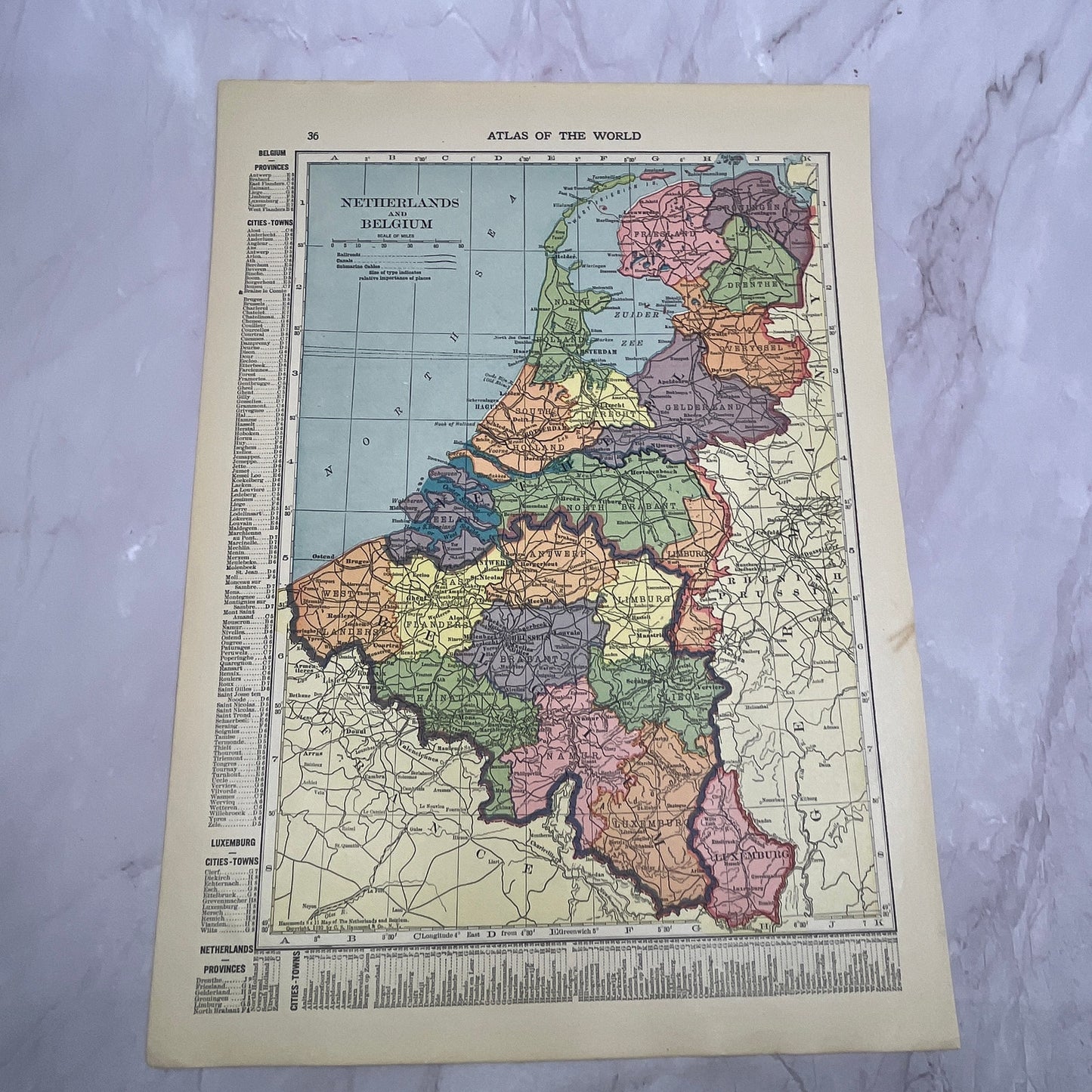 Map of Netherlands & Belgium, Sweden, Norway & Denmark Double Sided 1910 V14-7