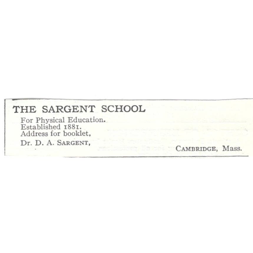 D.A. Sargent School Cambridge MA c1918 Original Advertisement AE5-SV1