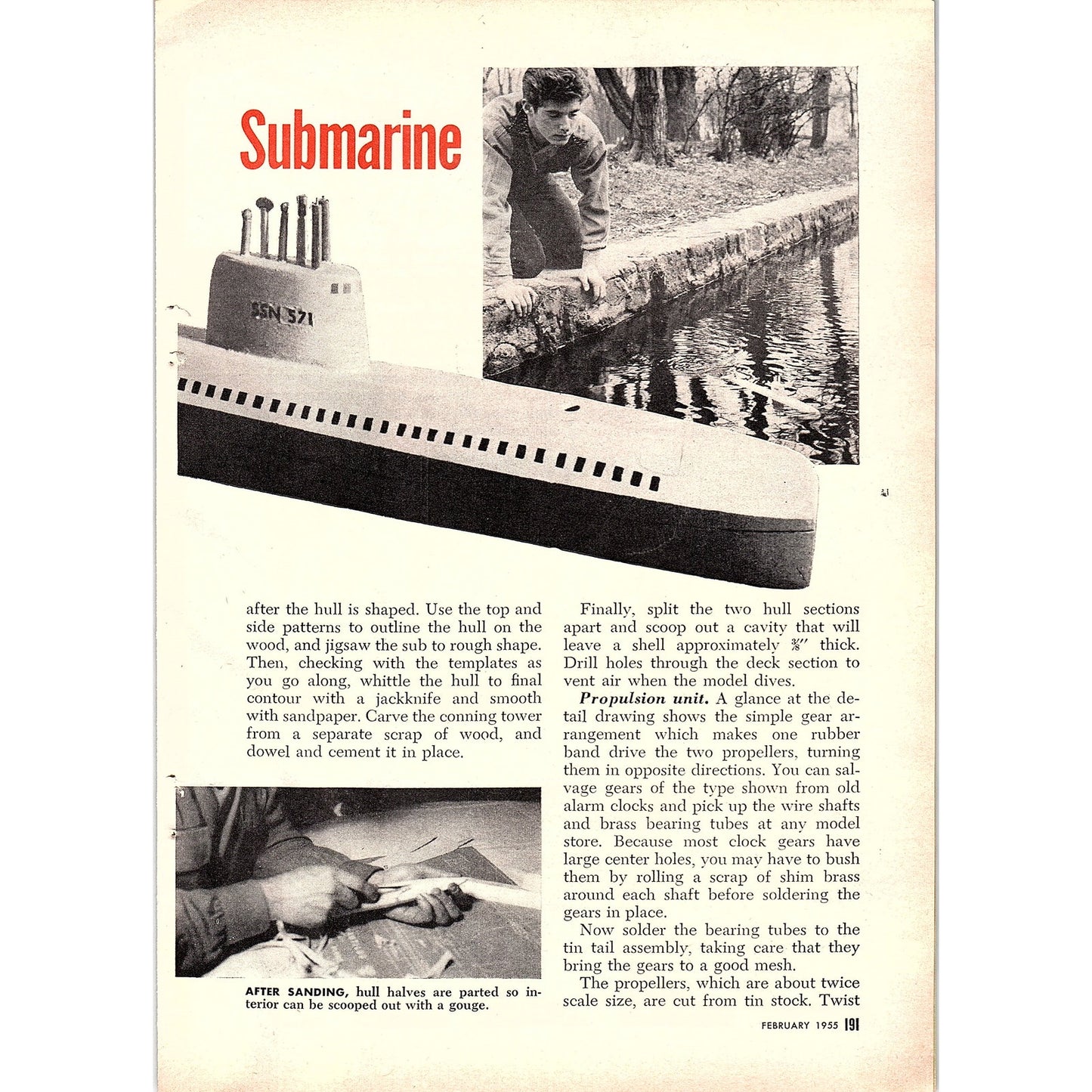 Working Model of Atomic Submarine Roy L. Clough Jr 3-Page 1955 Article AG1-4