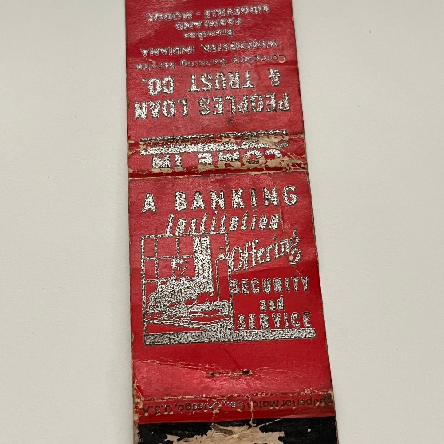 Peoples Loan & Trust Co Winchester IN Vintage Matchbook MB59-1