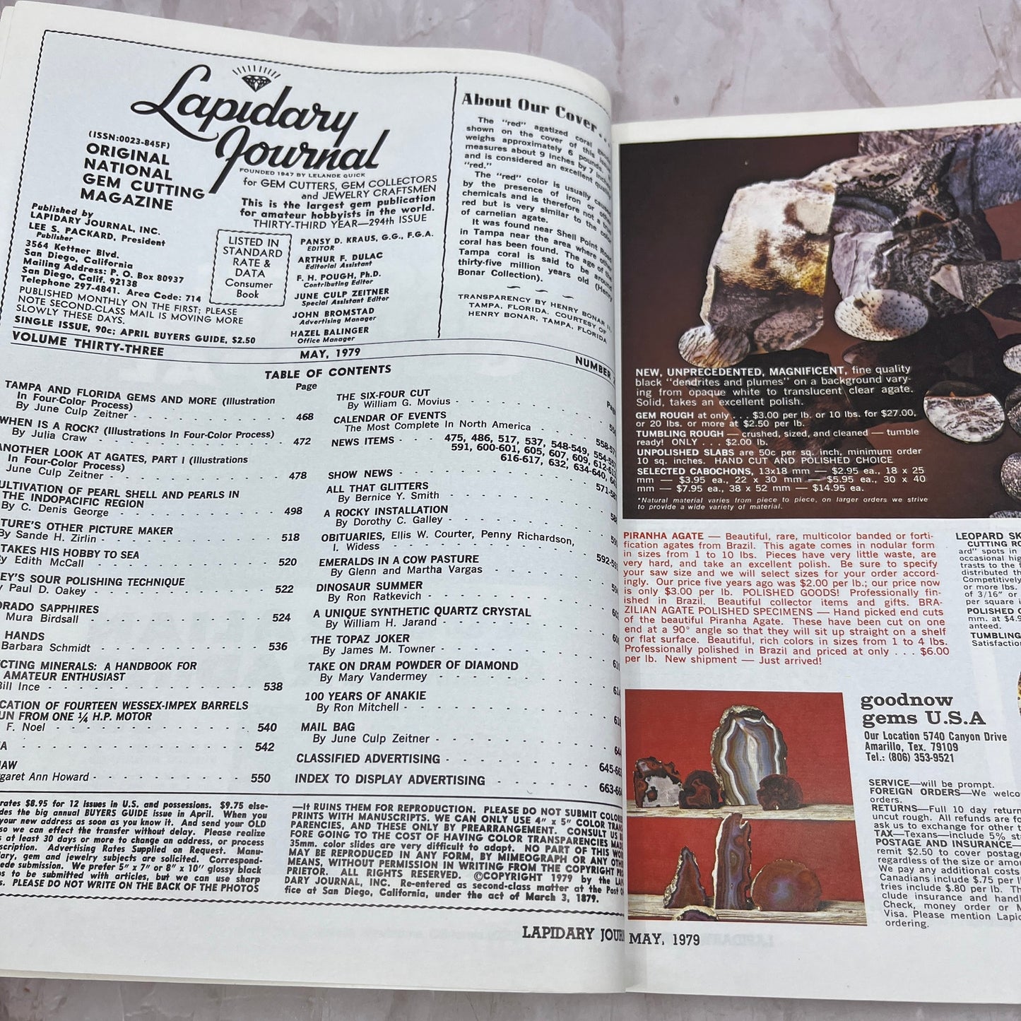 Red Agatized Coral Tampa FL - Lapidary Journal Magazine - May 1979 M28