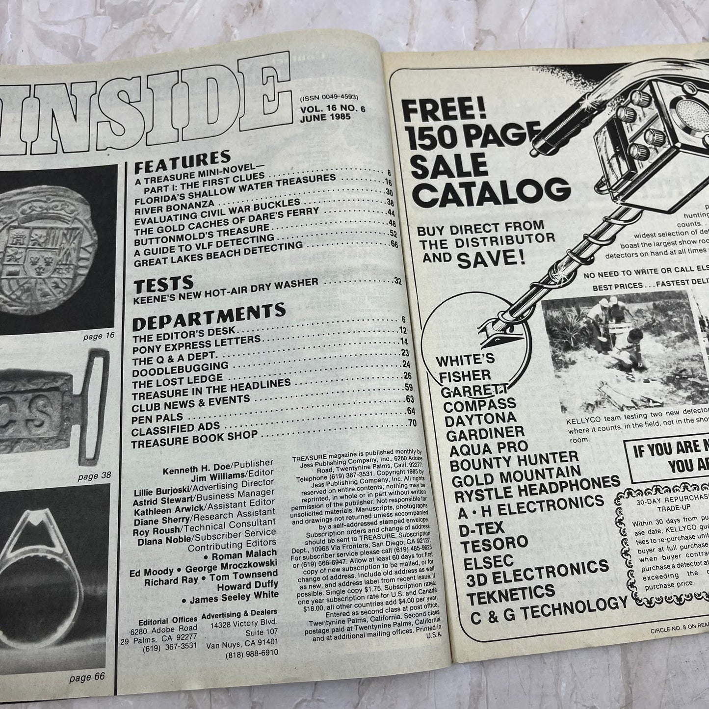 1985 June - Treasure Magazine - Treasure Hunting Metal Detecting Gold Coins M10