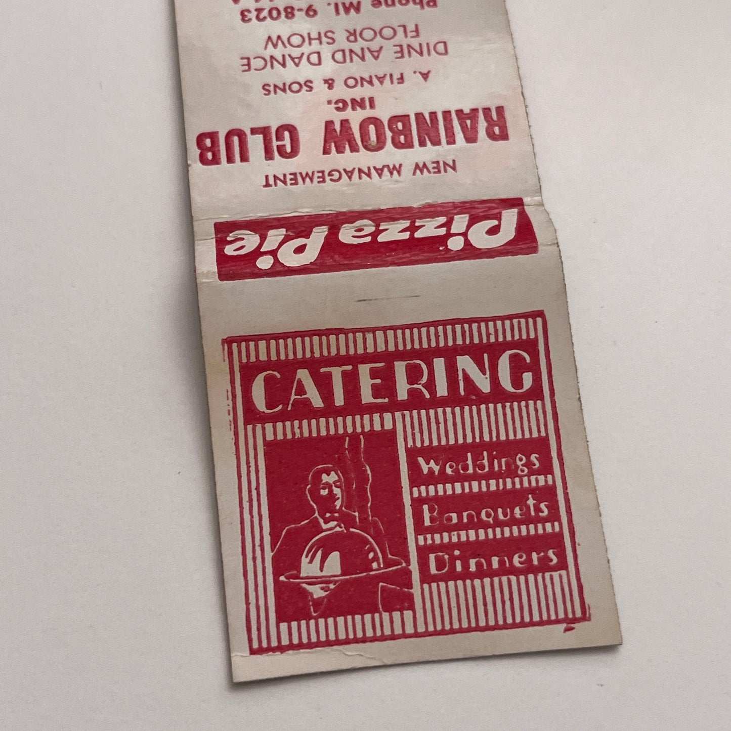 Rainbow Club A. Fiano & Sons Bolton CT Vintage Matchbook Cover TB8-MB-4