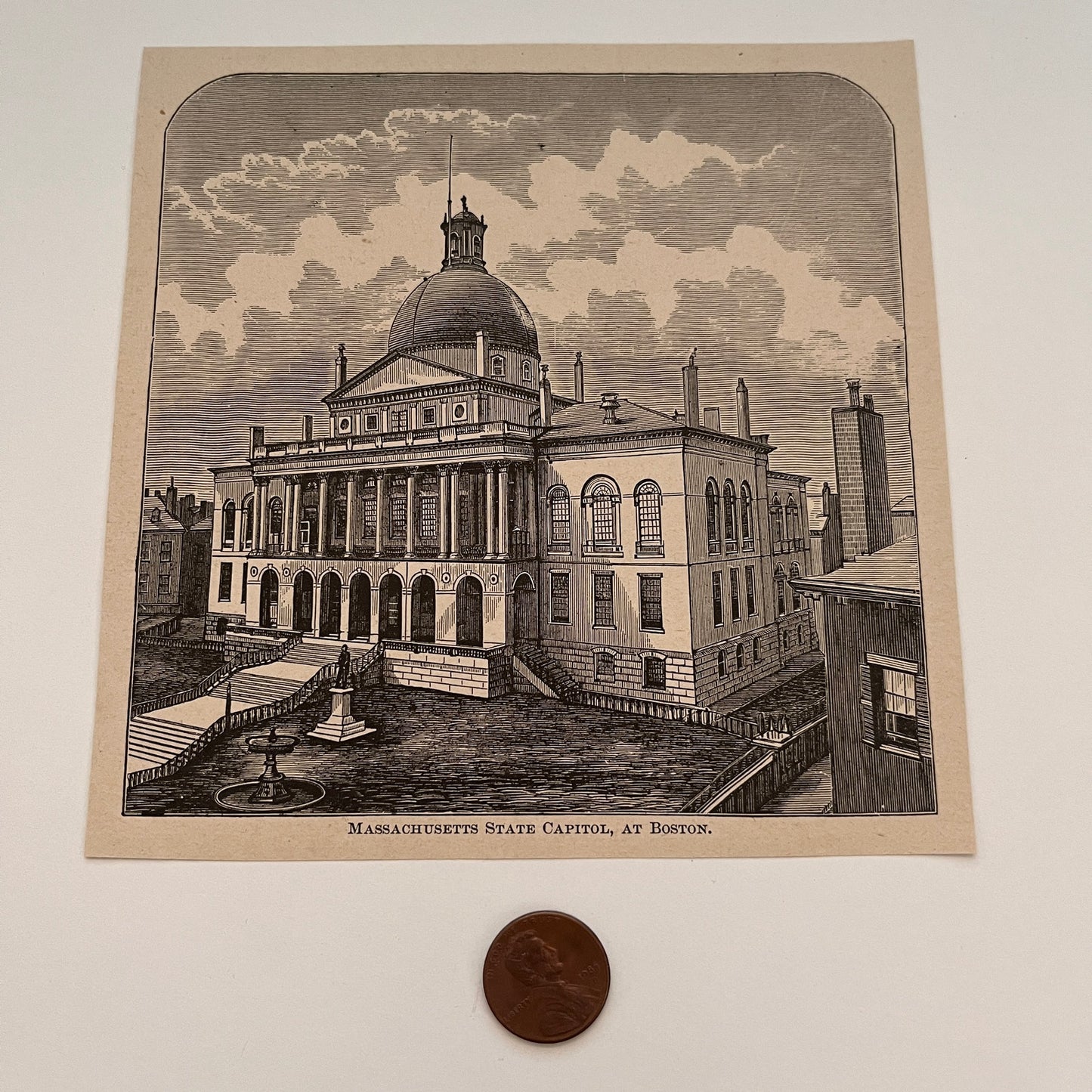 Massachusetts State Capitol, at Boston 1894 Art Engraving SAG4-8