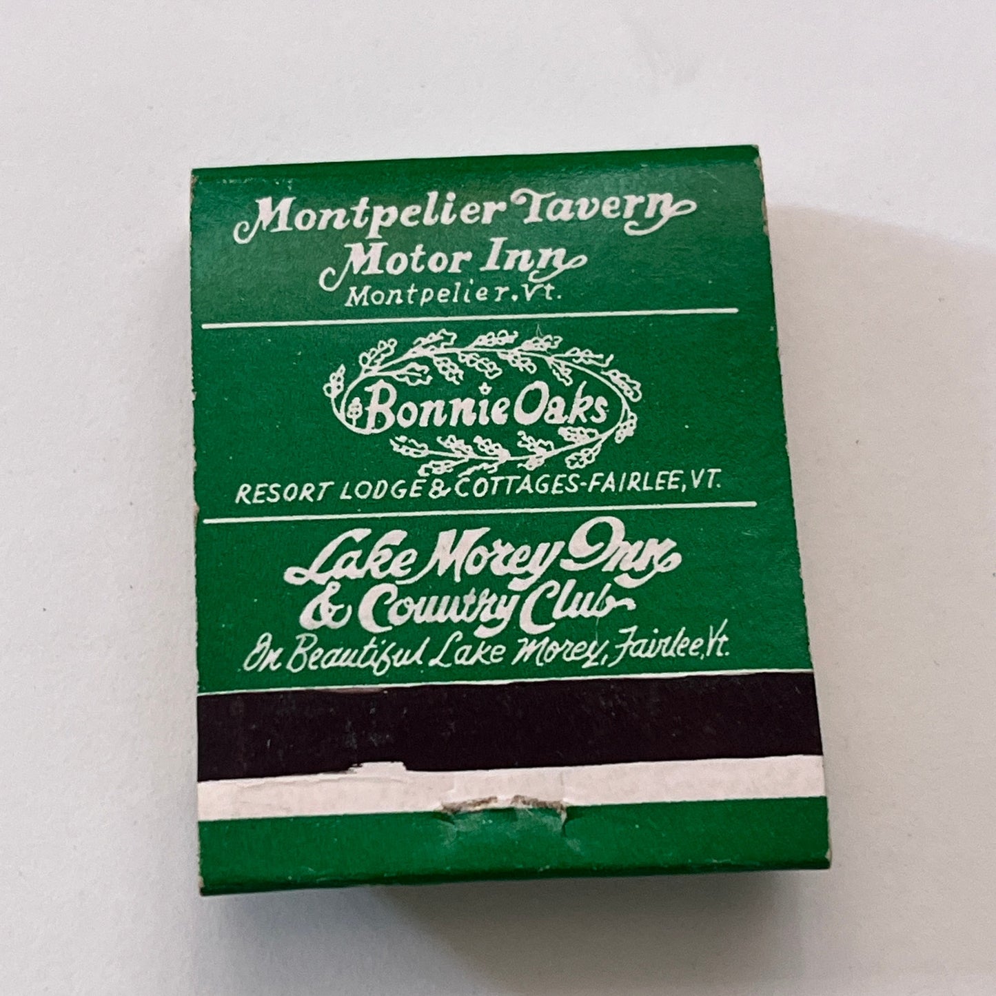 Avery Inns of Vermont Montpelier Tavern Bonnie Oaks Matchbook Cover TB6-MB1-7