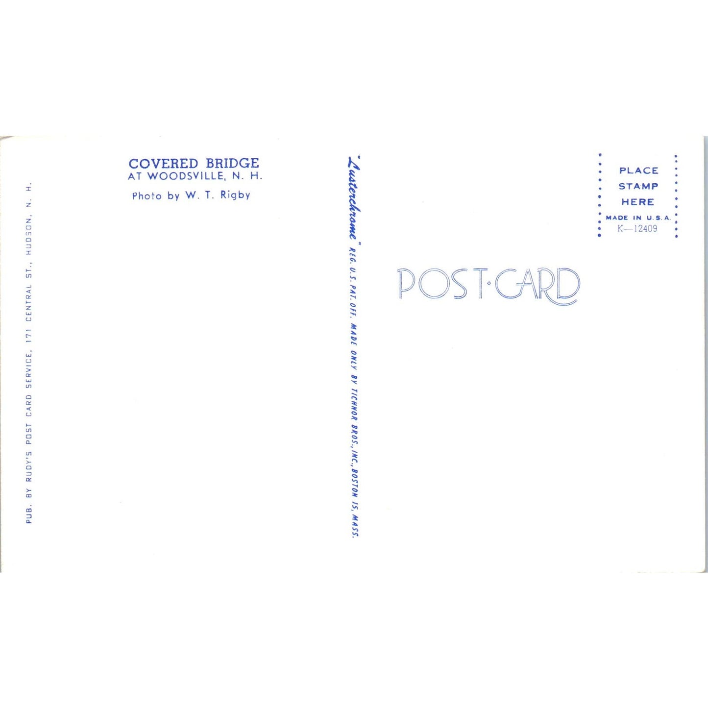 Covered Bridge at Woodsville NH Vintage Covered Bridge Postcard PC15