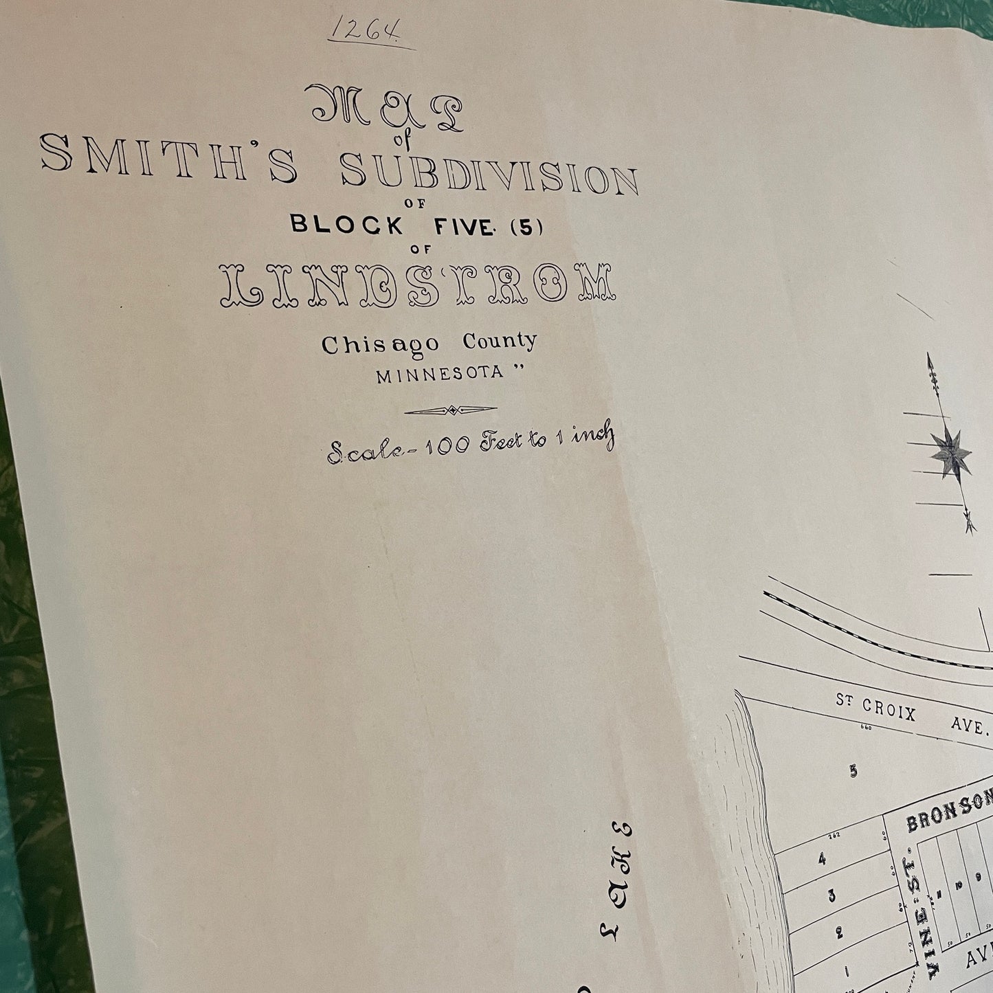 Smith's Subdivision Block 5 of Lindstrom Chisago County MN Vintage Plat Map RM1