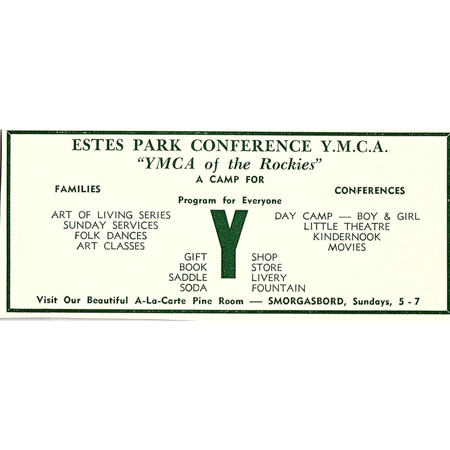 The Wheel Cocktails, Estes Park YMCA of the Rockies 1957 Estes Park CO Ad AG4-M1