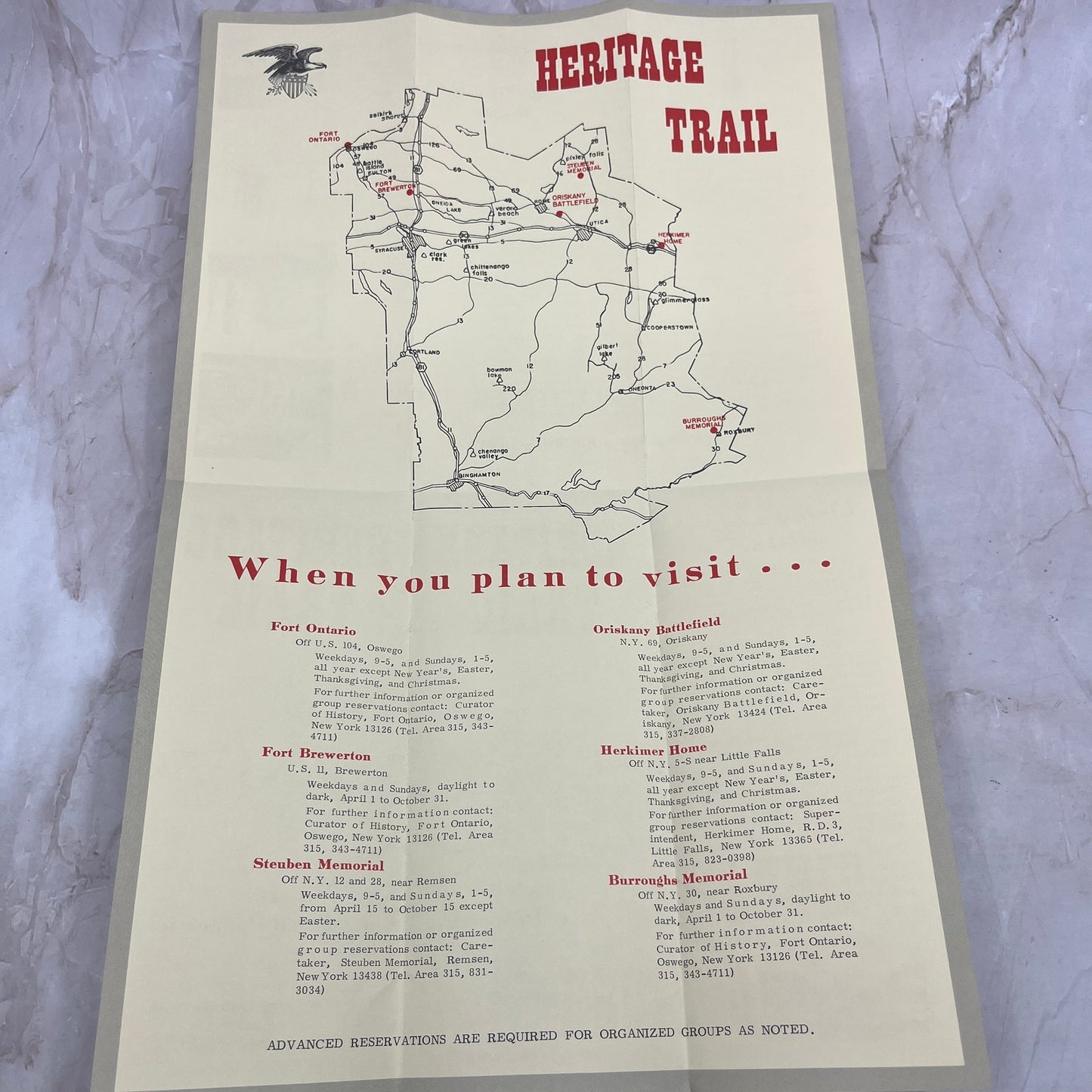 c1960 Heritage Trail New York Guide to Historical Properties Brochure L3-5