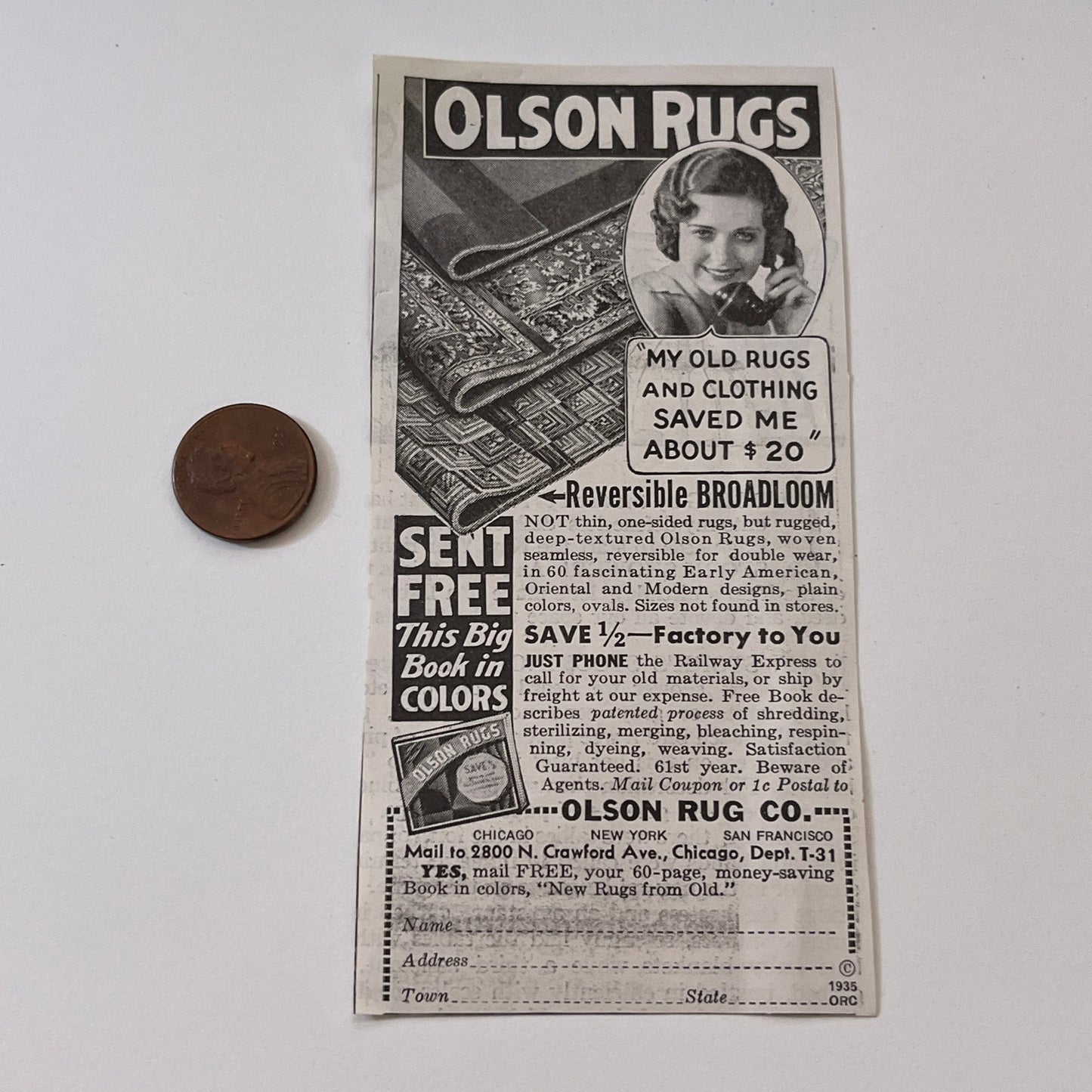 Olson Rug Co. Olson Rugs Chicago IL 1936 Ad SAG4-M4