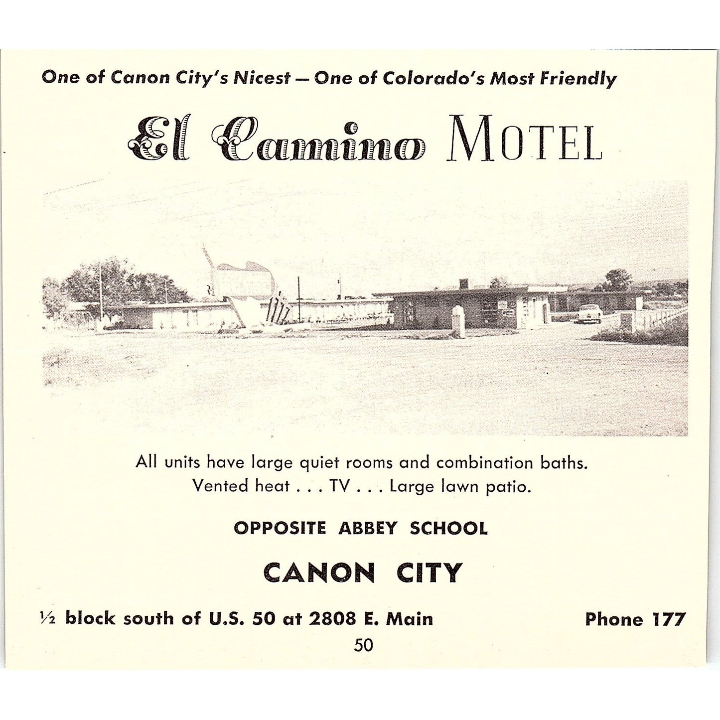 El Camino Motel Canon City CO 1958 Ad AG1-H5
