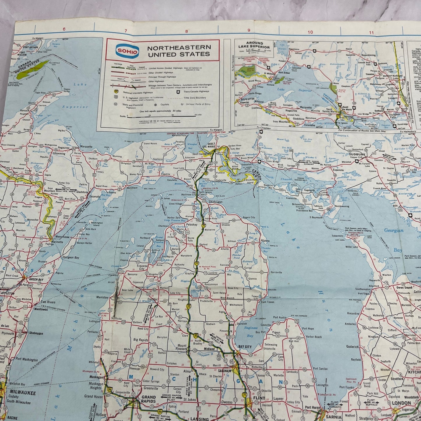 1968 SOHIO Eastern United States Road Map Travel Fold Out Map TH2-MP2