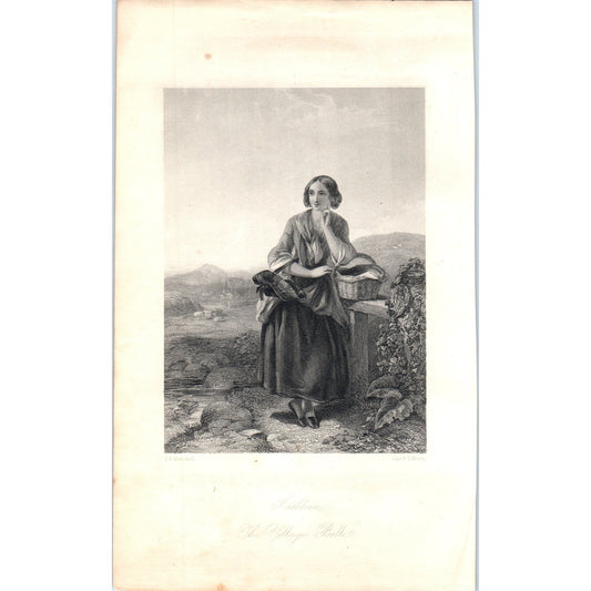 Kathleen The Village Belle 1857 Original Art Engraving D19-4