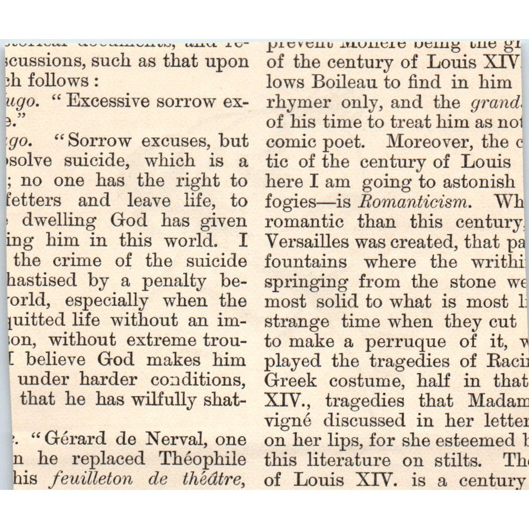 1840 Caricature of Victor Hugo by Isabey Print 1892 Magazine Ad AB6-SM2