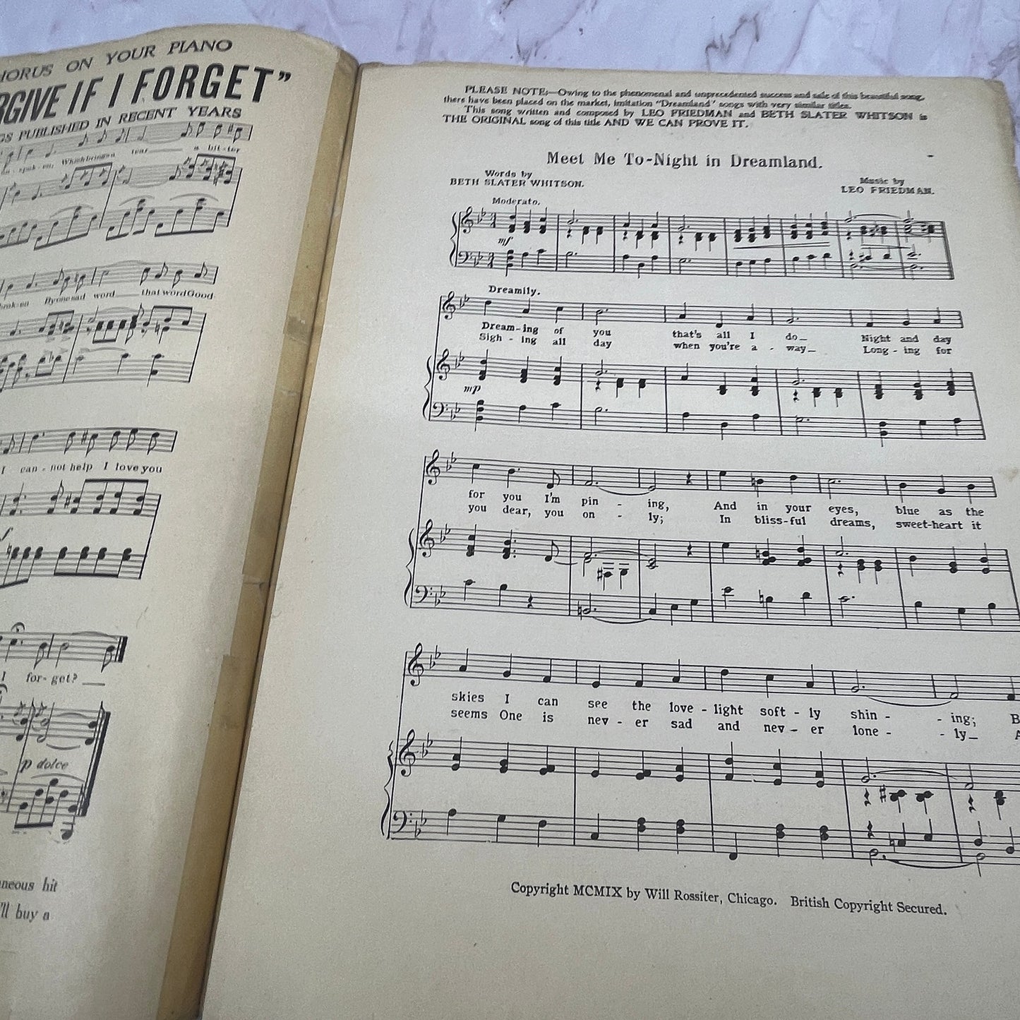 Meet Me To-Night in Dreamland Three Westons Leo Friedman 1909 Sheet Music V16