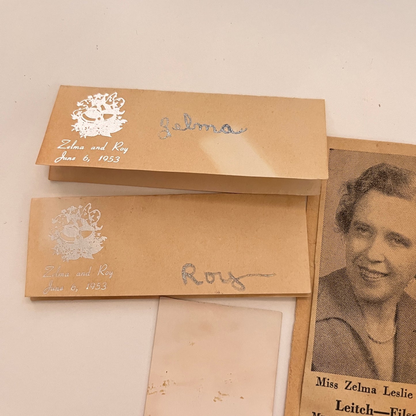 Roy Filson & Zelma Leslie Leitch Filson 1953 Wedding Ephemera Lot AG3-H4
