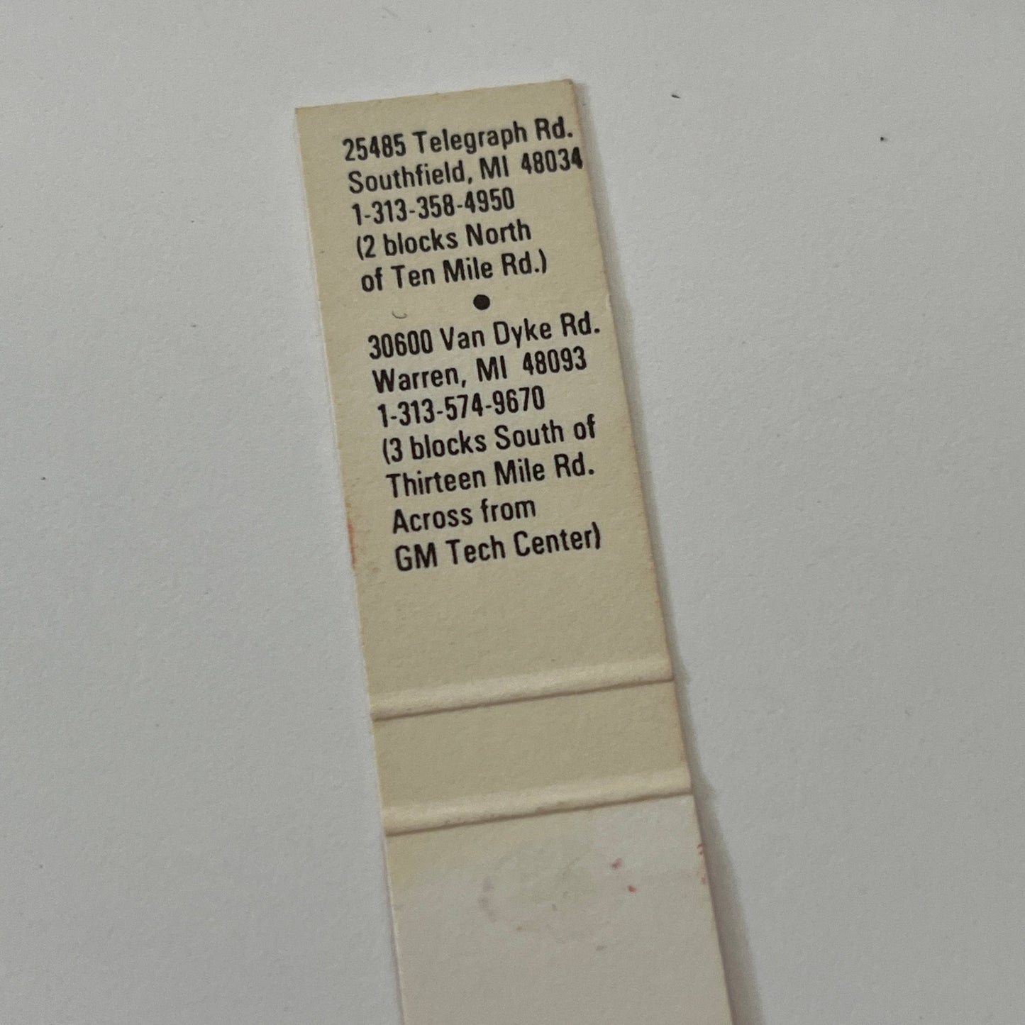 Meriwether's Foods Southfield, Warren MI Vintage Matchbook Cover TB6-MB1-14