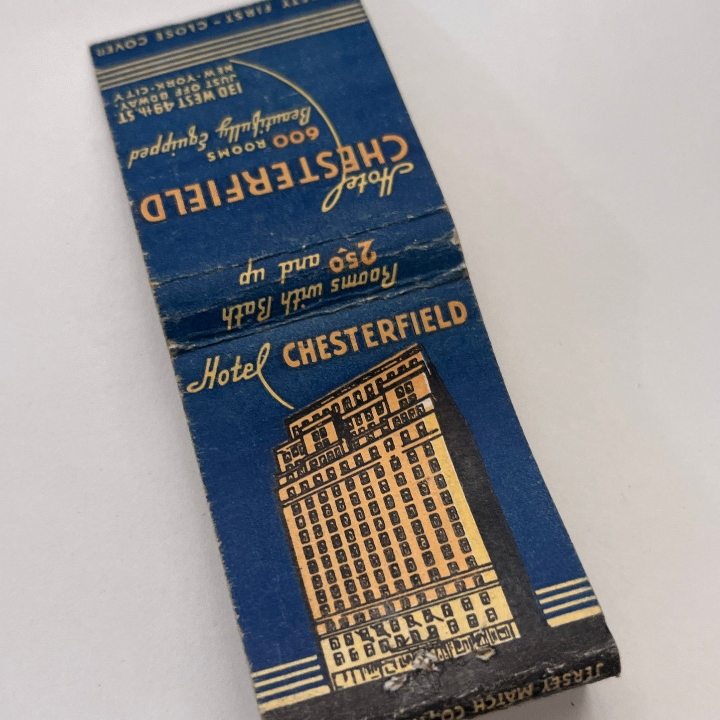 Hotel Chesterfield 48th St. New York City Vintage Matchbook Cover MM3-2