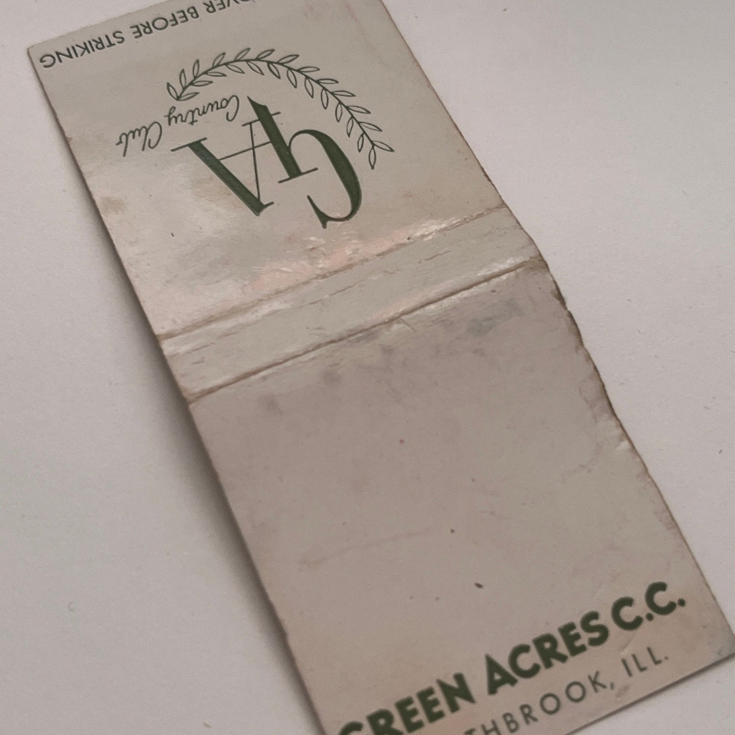 Green Acres Country Club Northbrook IL Vintage Matchbook Cover TB8-MB2-3
