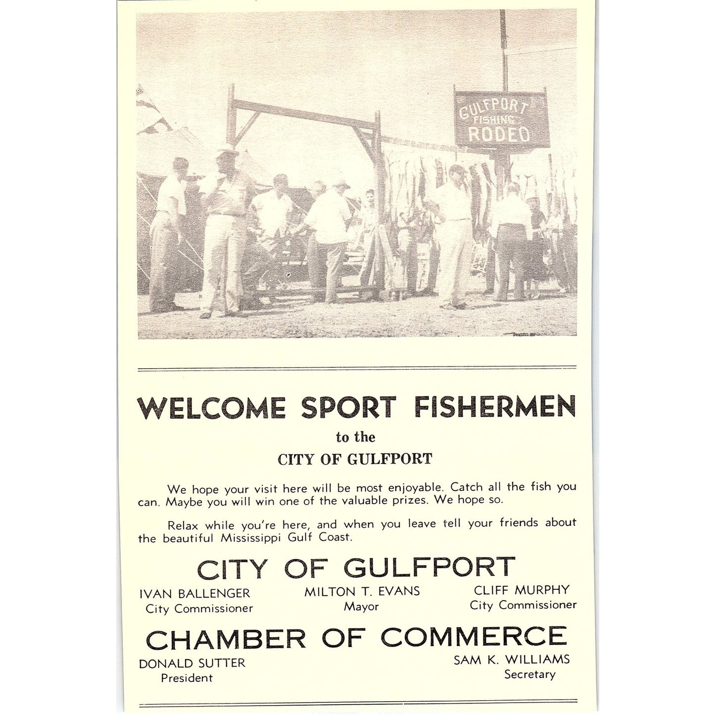 Gulfport Fishing Rodeo Welcome Announcement 1953 Gulfport MS Clipping AG9-3
